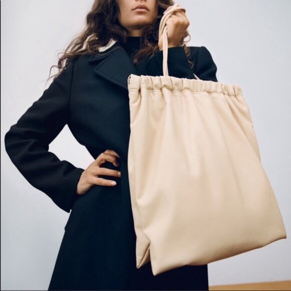 Zara Cream Large Shopper Tote Bag - Picture 4 of 12